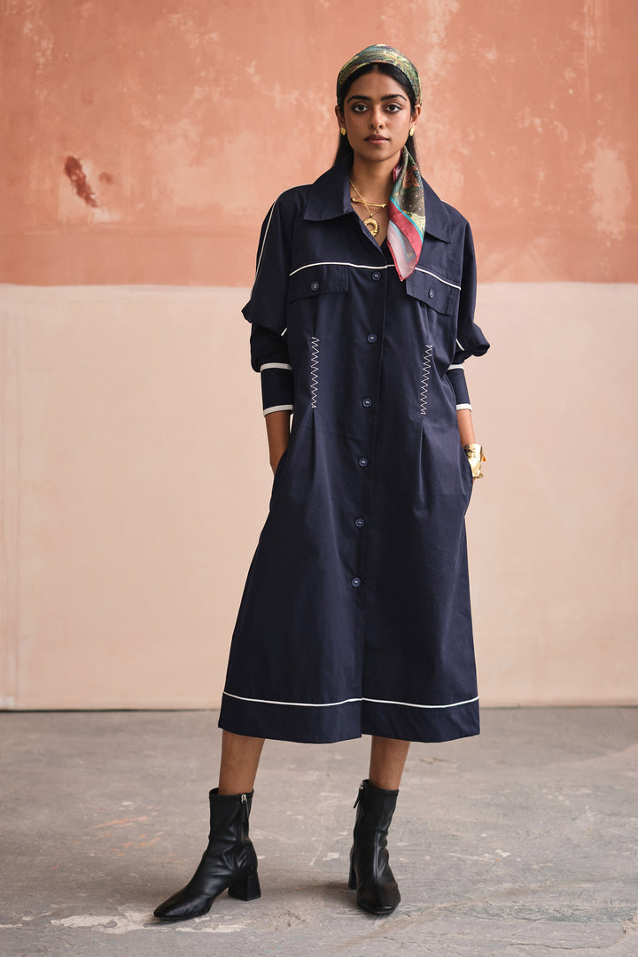 SOHO SHIRT DRESS- NAVY