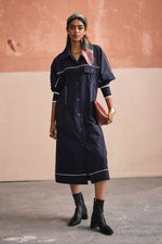 Load image into Gallery viewer, SOHO SHIRT DRESS- NAVY
