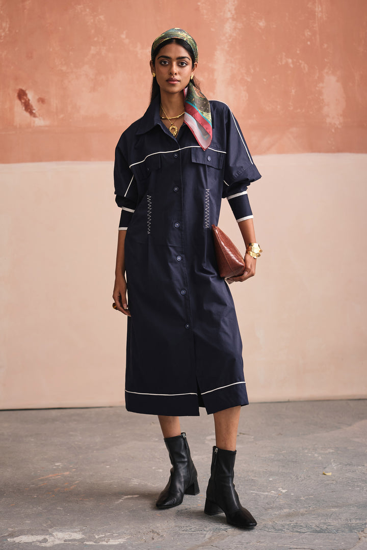 SOHO SHIRT DRESS- NAVY