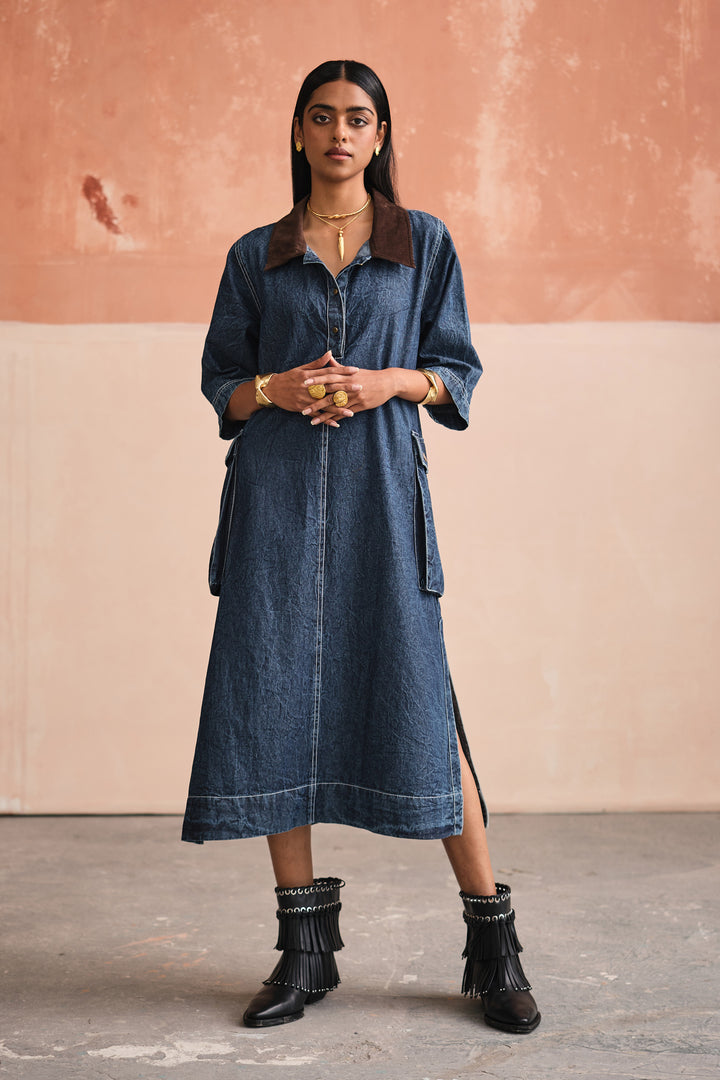 CARGO DRESS-DENIM