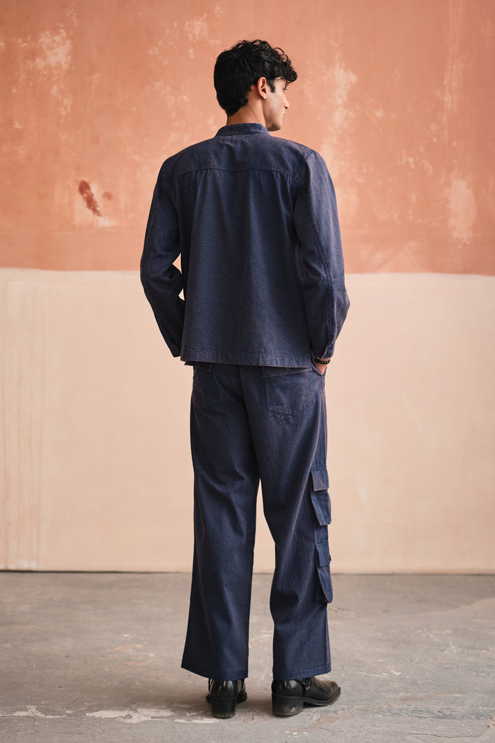 UTILITY JACKET SET-STONED BLUE