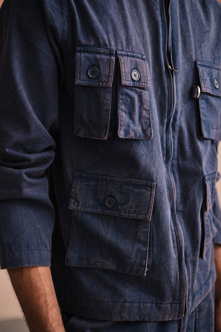 UTILITY JACKET SET-STONED BLUE