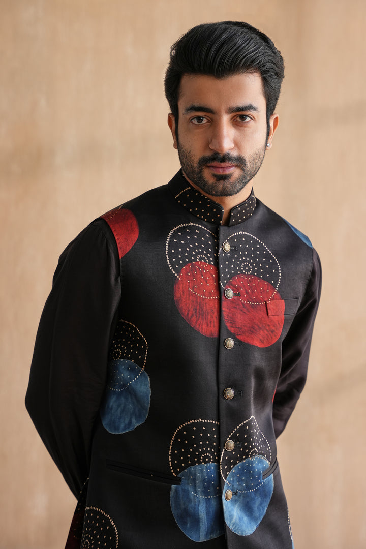 MANAV NEHRU JACKET SET-BLACK(SET OF 3)