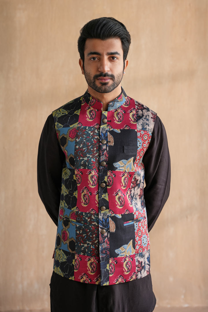 FAIZ NEHRU JACKET SET-PATCHWORK(SET OF 3)