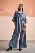 Load image into Gallery viewer, OMAN PINSTRIPE SET -WASHED BLUE
