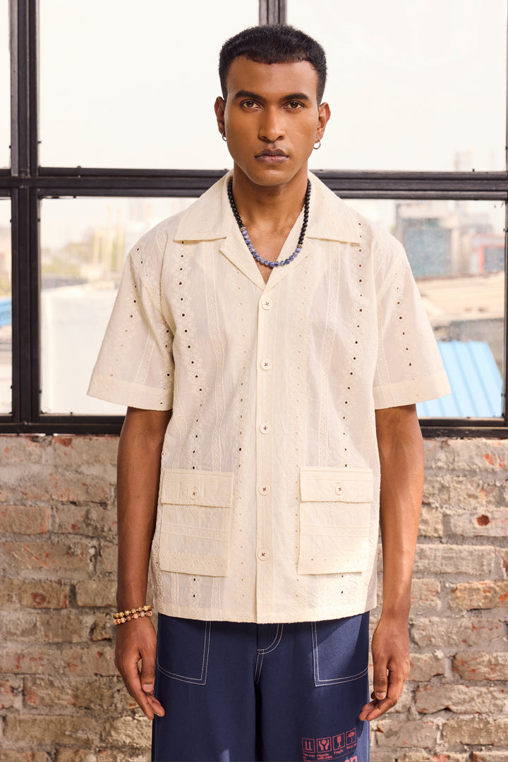 EMBROIDERED CUBAN COLLAR SHIRT