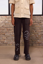 Load image into Gallery viewer, UNFINISHED GRAFITTI WIDE PANTS- STONED BLACK
