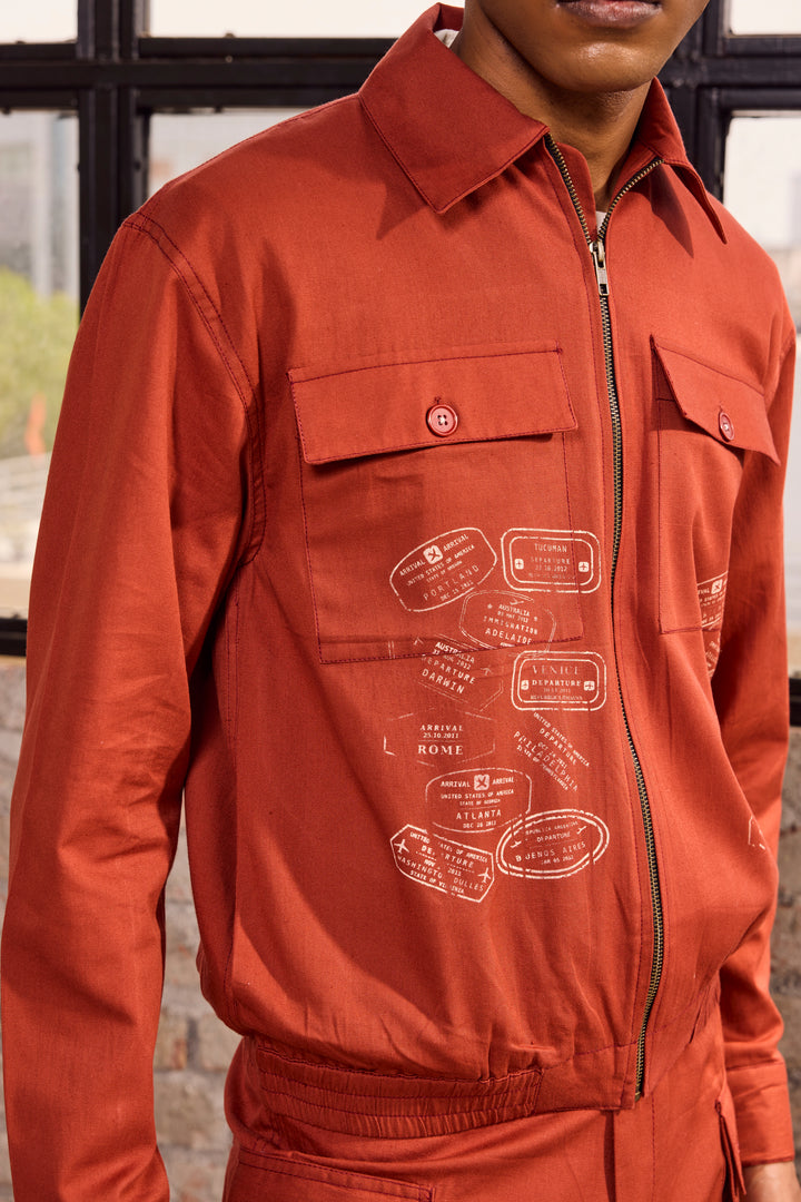 TRAVELLERS COTTON JACKET -CRAYON RED