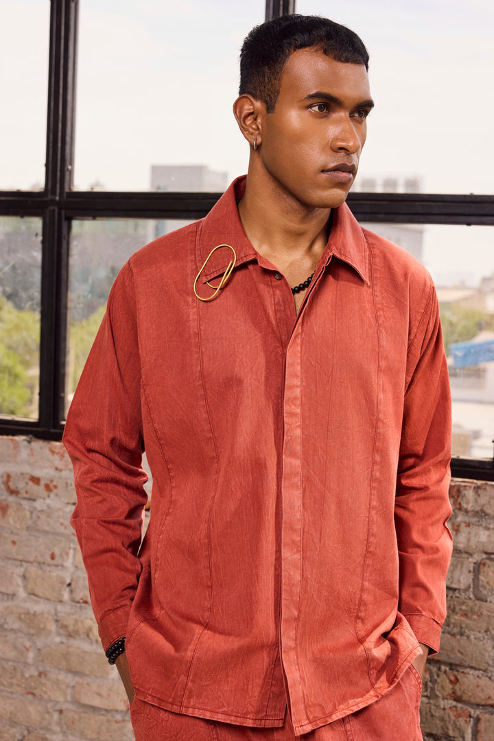 MONK SHIRT- CRAYON RED