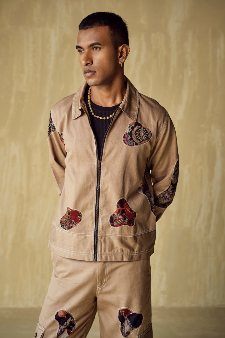 PATCHWORK JACKET-KHAKI