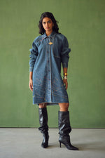 Load image into Gallery viewer, FIONA SHORT DRESS-DENIM
