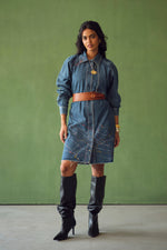 Load image into Gallery viewer, FIONA SHORT DRESS-DENIM
