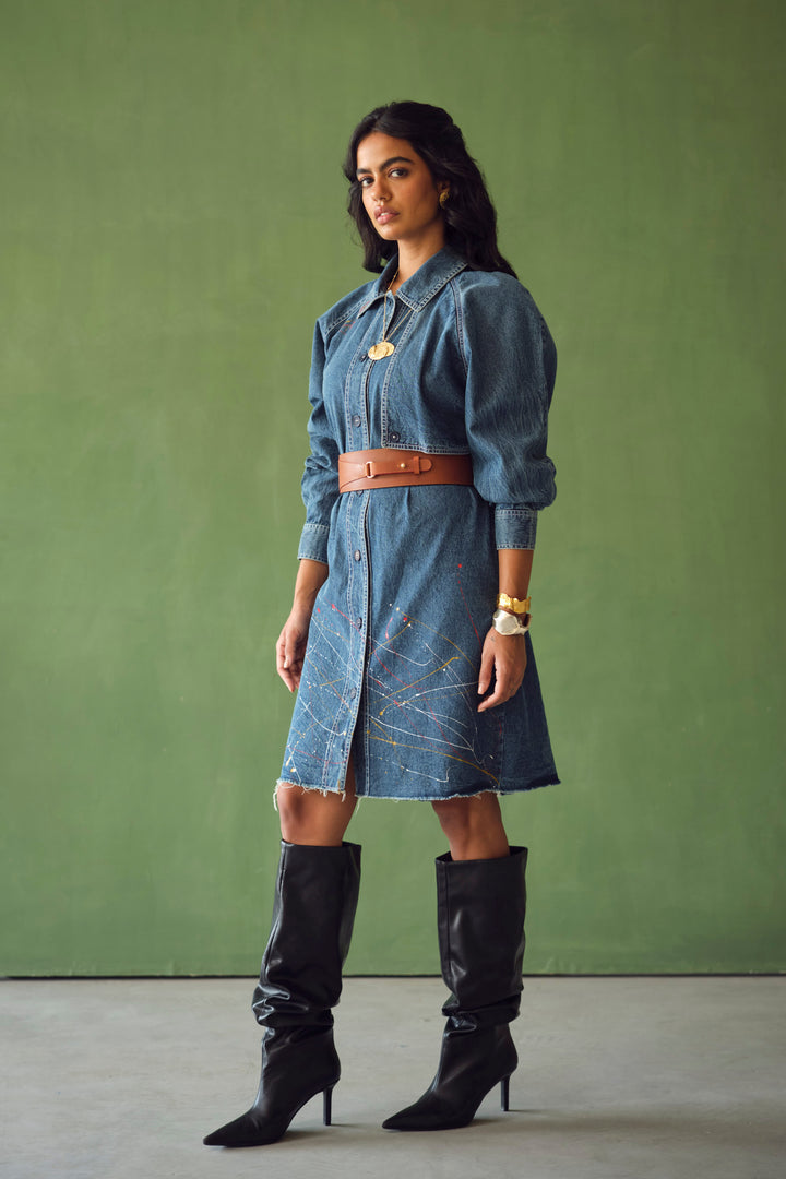 FIONA SHORT DRESS-DENIM