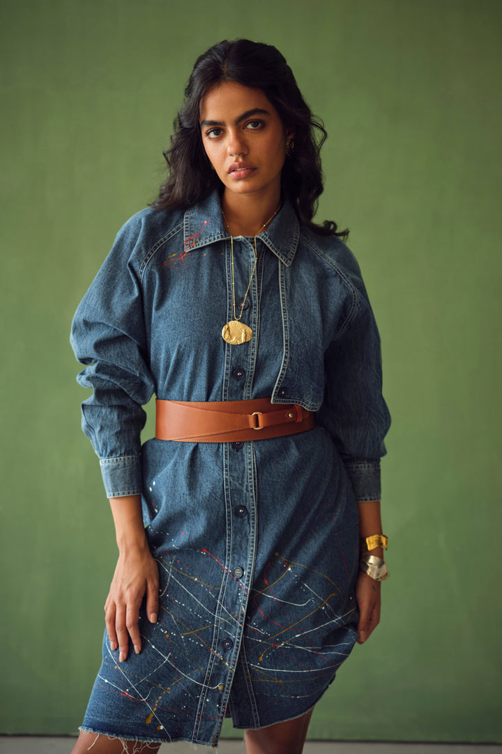 FIONA SHORT DRESS-DENIM