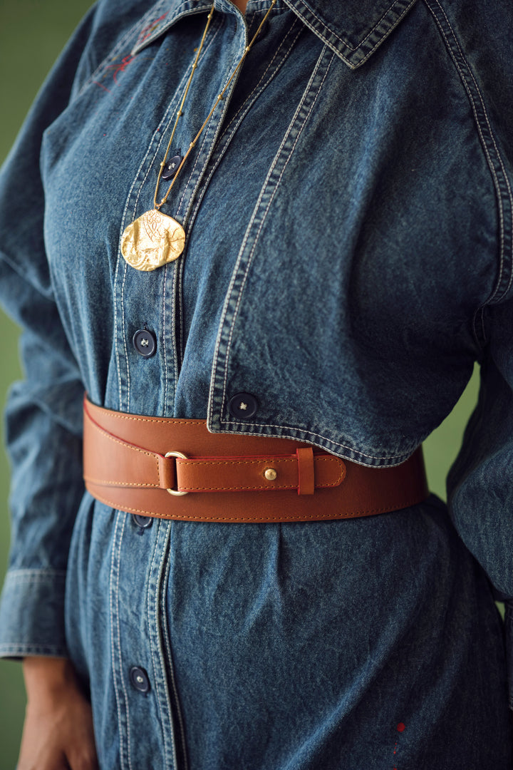 CRAY-  MINIMALIST LEATHER BELT TAN