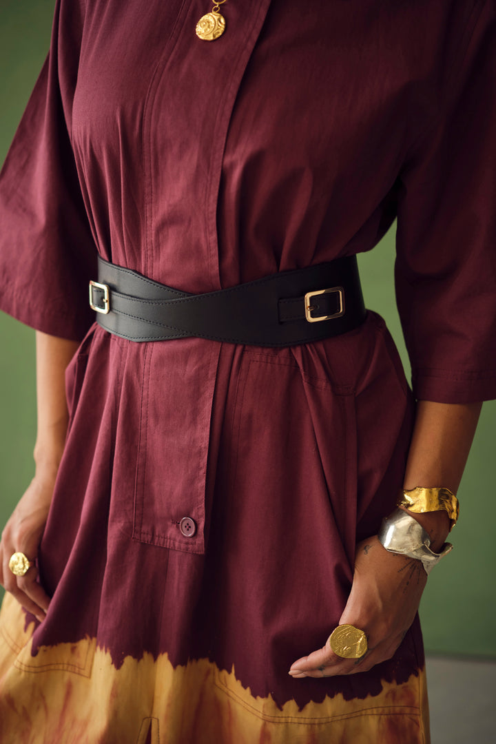 SOHO- STATEMENT LEATHER BELT BLACK