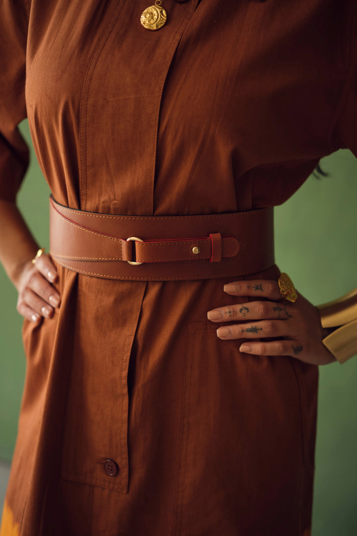 CRAY-  MINIMALIST LEATHER BELT TAN