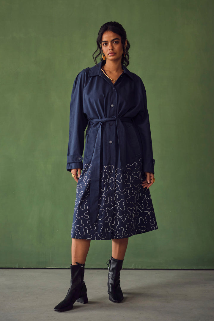 KOI TRENCH DRESS-EMBROIDERED