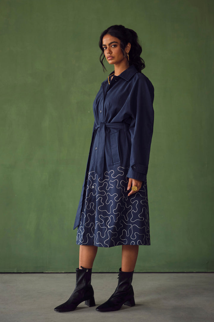 KOI TRENCH DRESS-EMBROIDERED