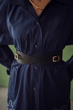 Load image into Gallery viewer, SOHO- STATEMENT LEATHER BELT BLACK
