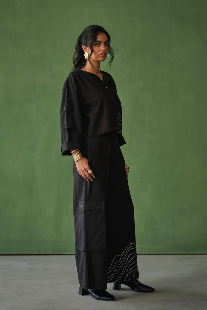 MASAI EMBROIDERED SET - BLACK