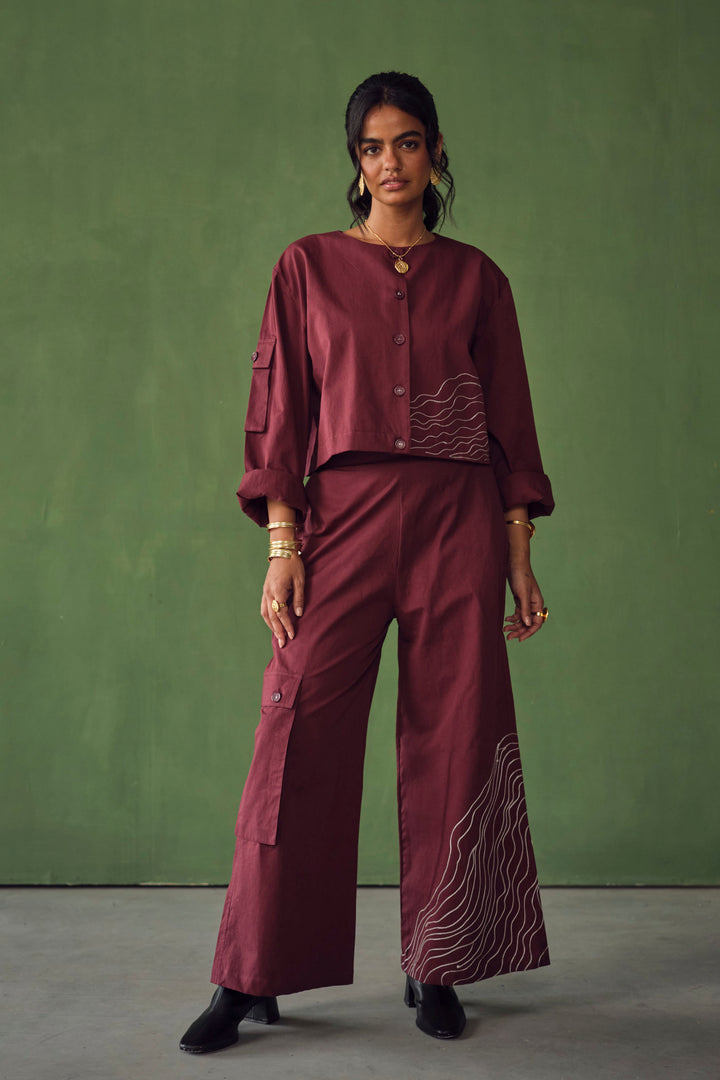 MASAI EMBROIDERED SET - MAROON