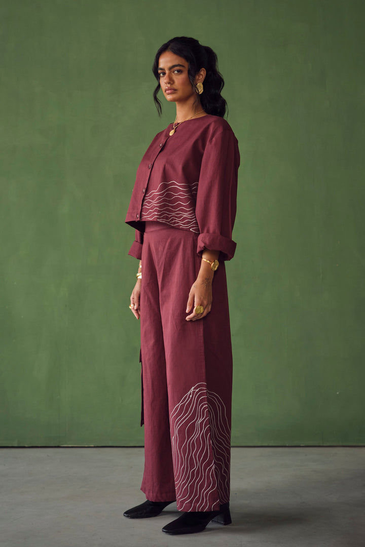 MASAI EMBROIDERED SET - MAROON