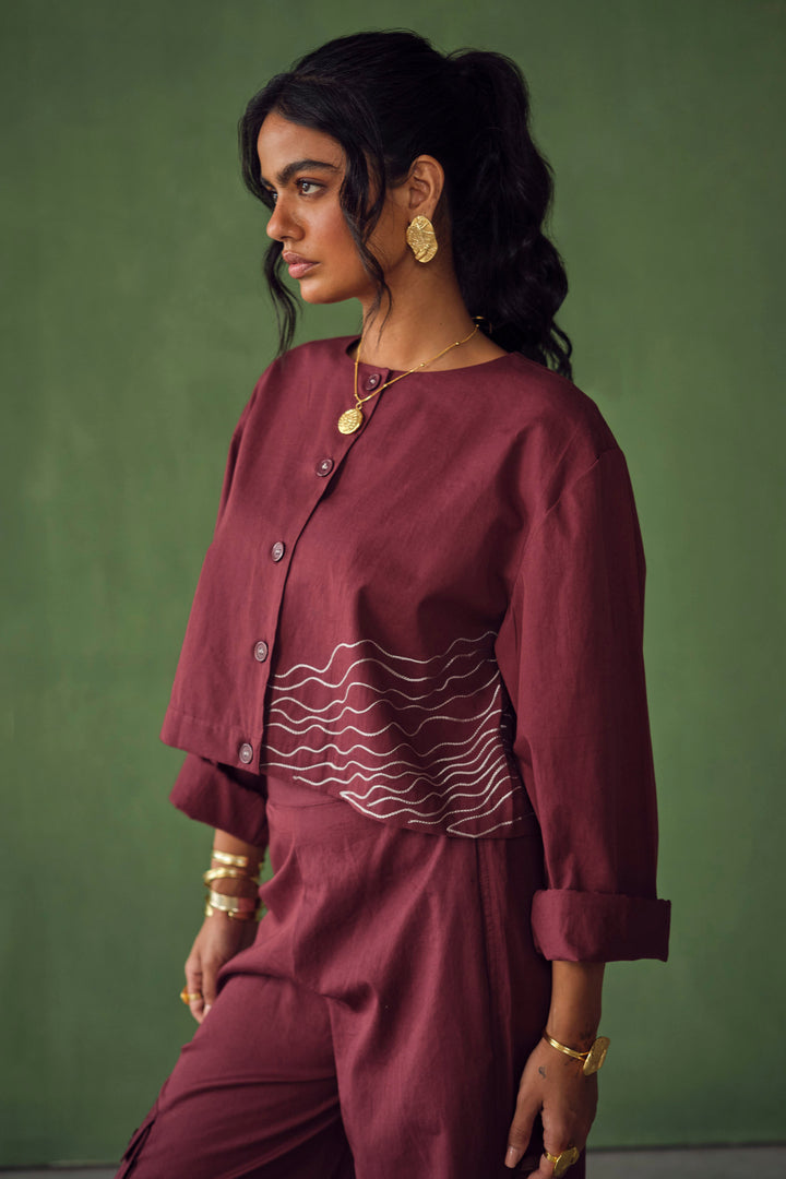 MASAI EMBROIDERED SET - MAROON