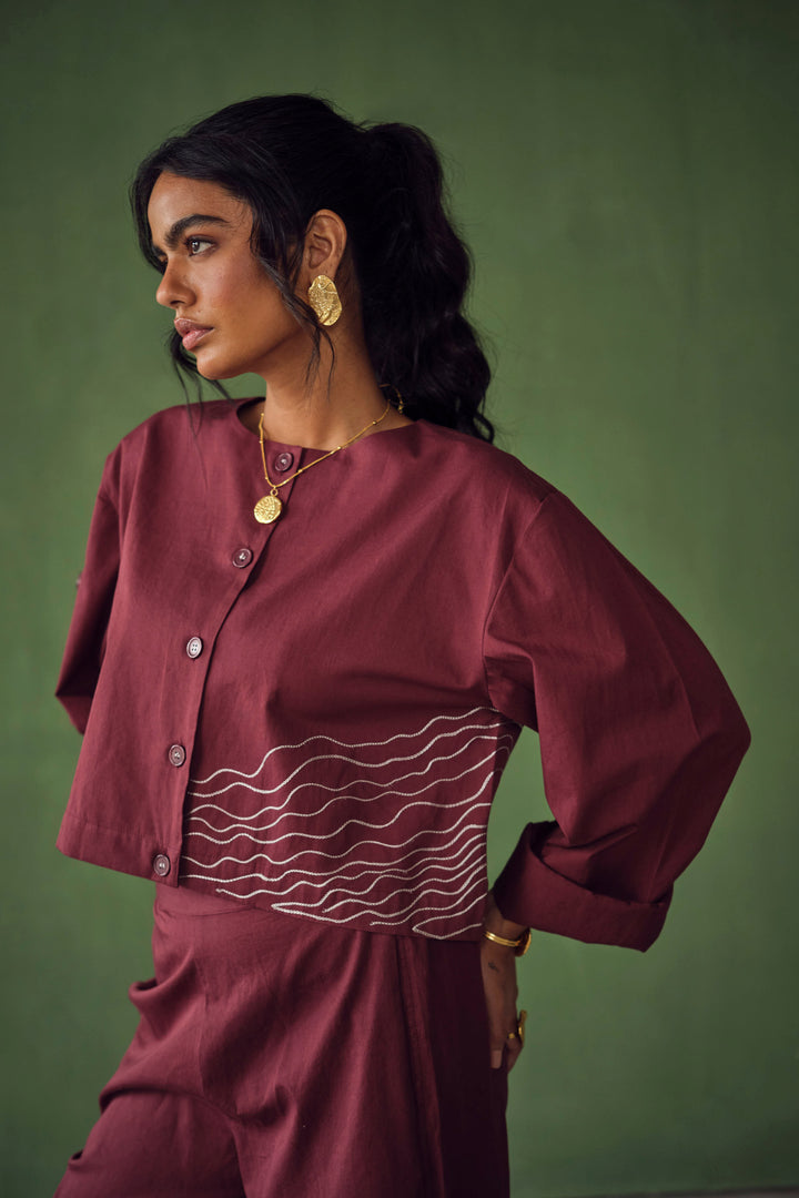 MASAI EMBROIDERED SET - MAROON