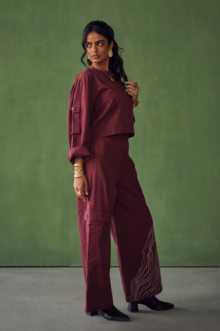 MASAI EMBROIDERED SET - MAROON