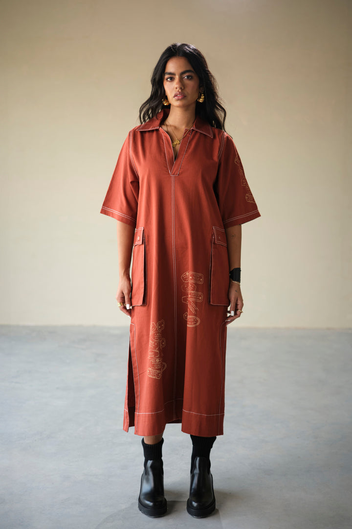 CARGO DRESS-CRAYON RED