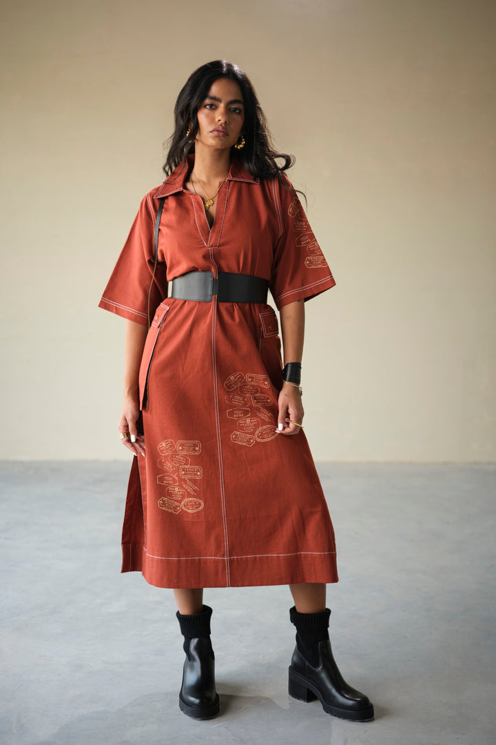 CARGO DRESS-CRAYON RED