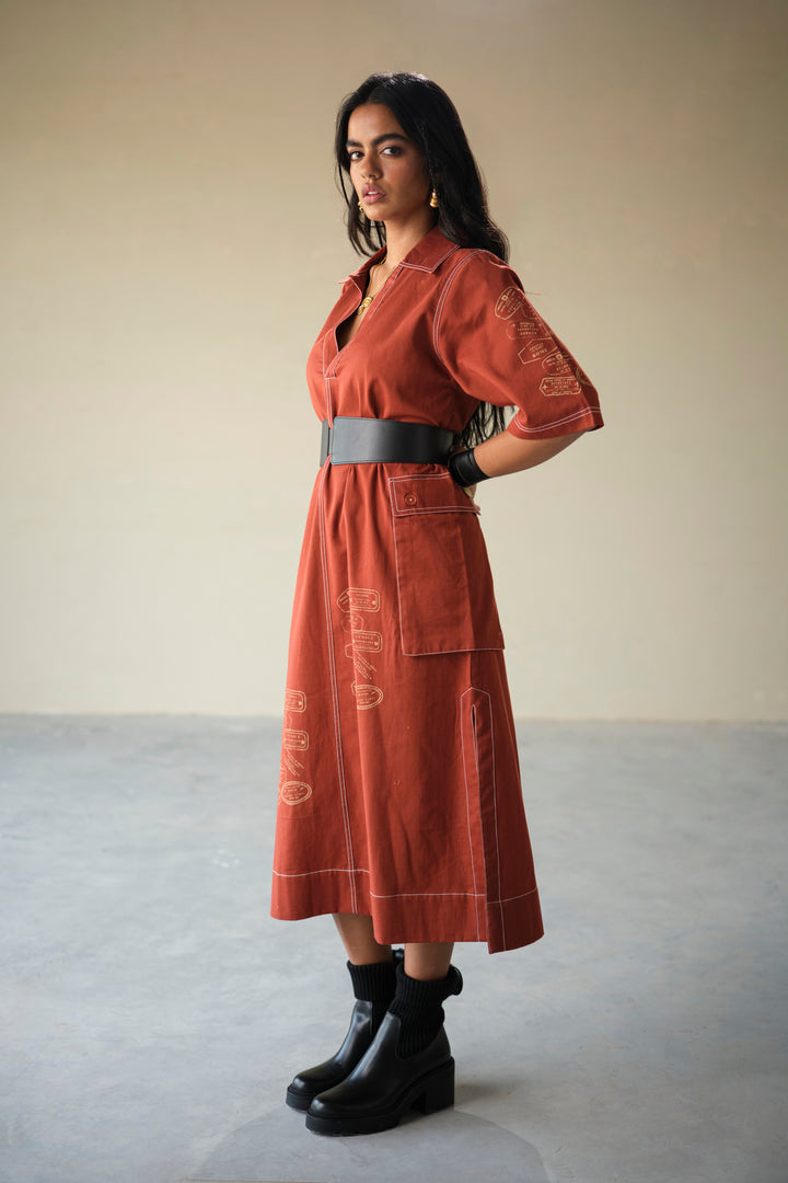 CARGO DRESS-CRAYON RED