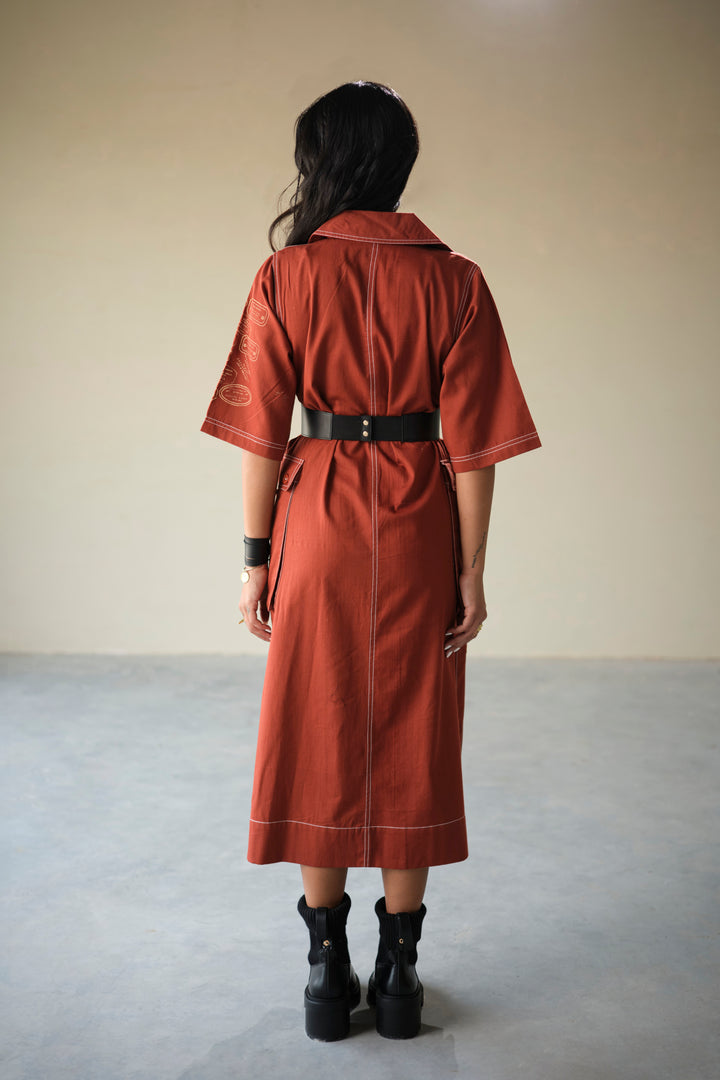 CARGO DRESS-CRAYON RED