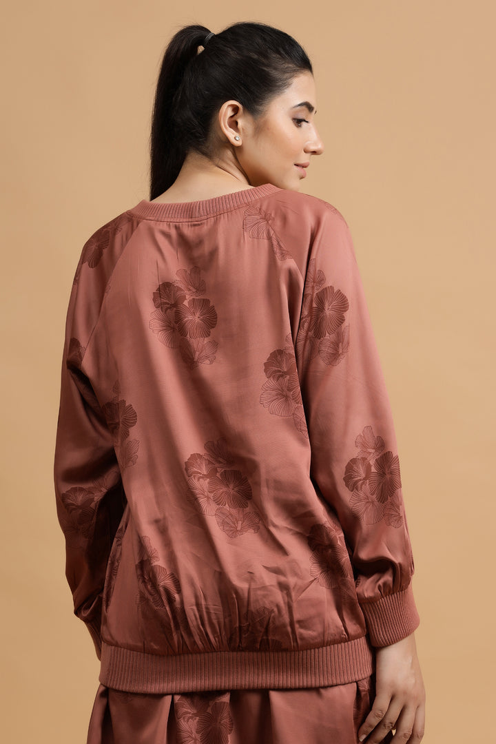 Camellia Sweat Top: Rust Posy - October Jaipur